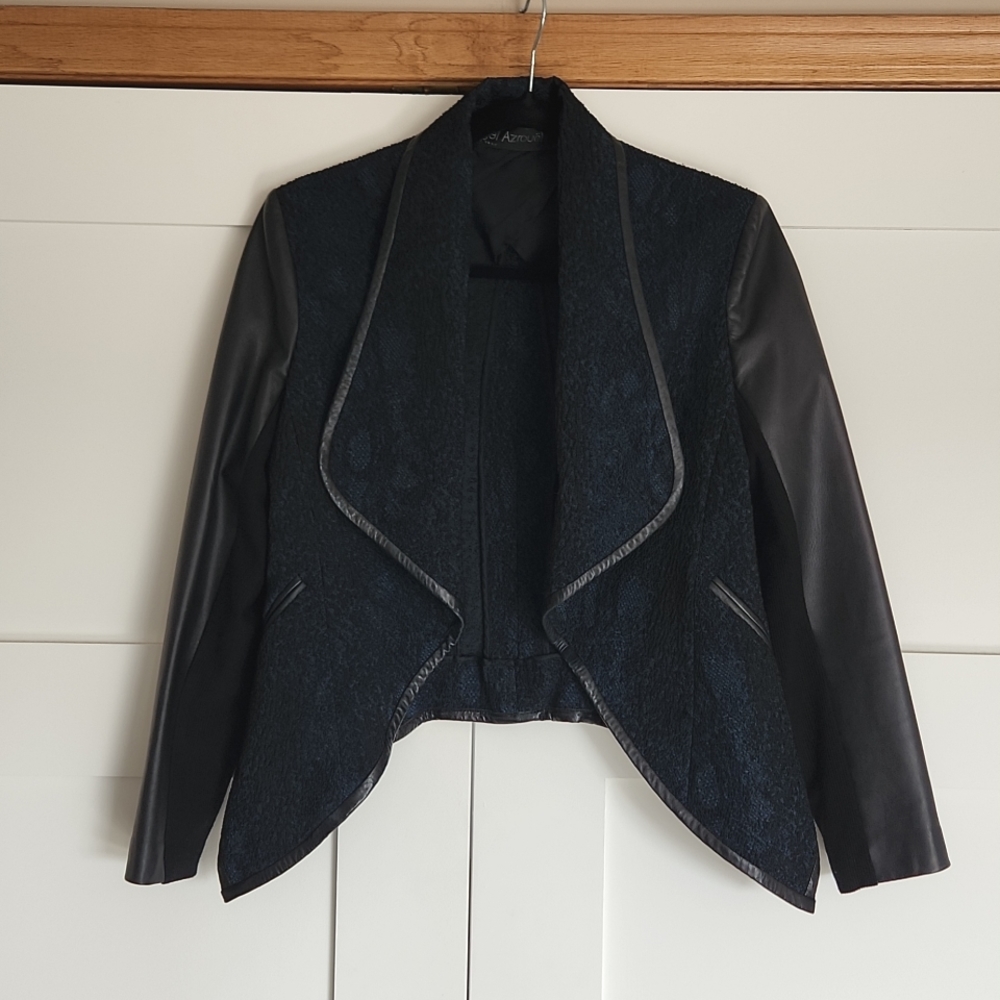 Yigal Azrouël lace and leather blazer size 4